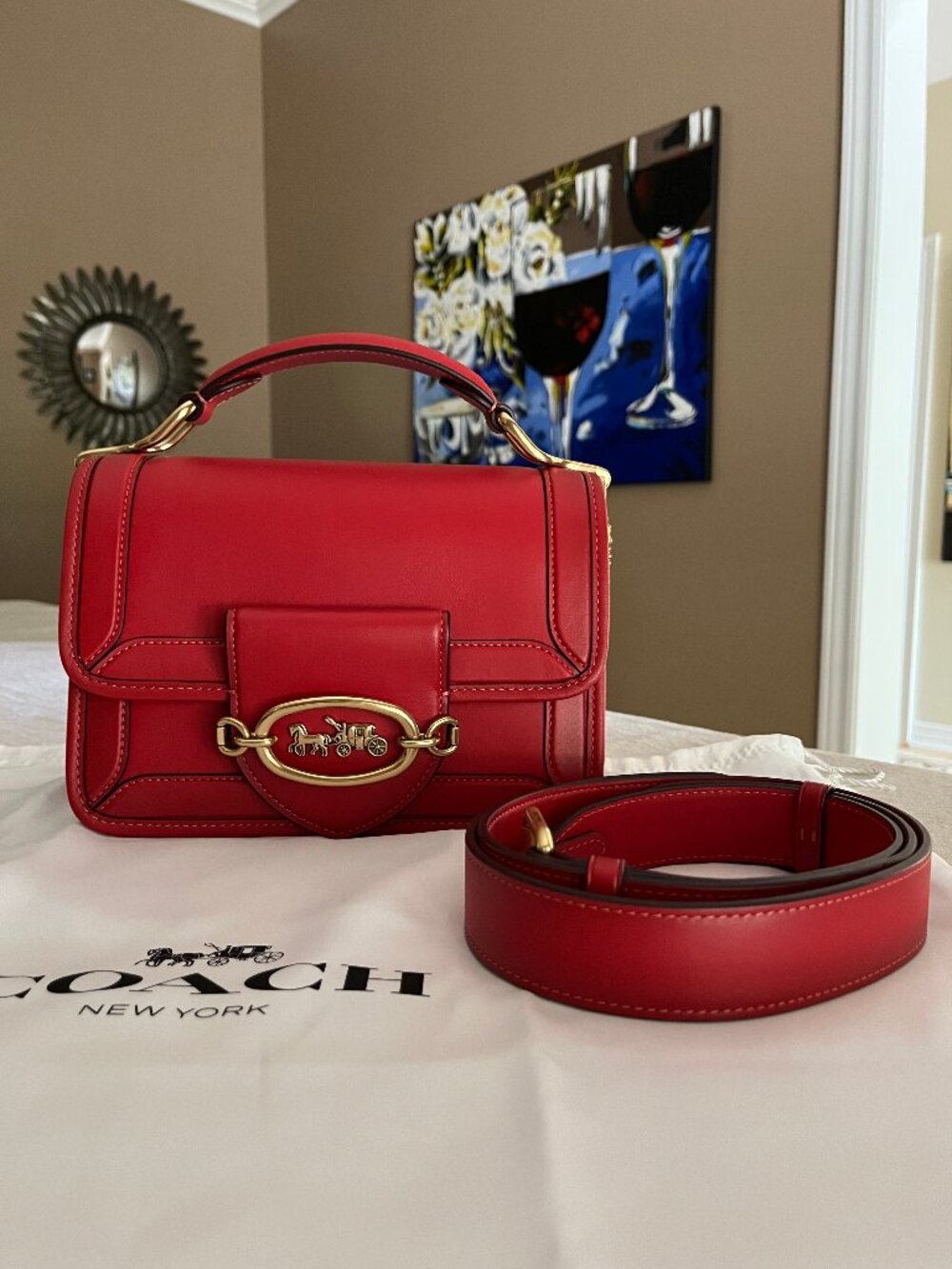 Coach Hero Shoulder/Xbody Bag - in Bright Red - Authentic